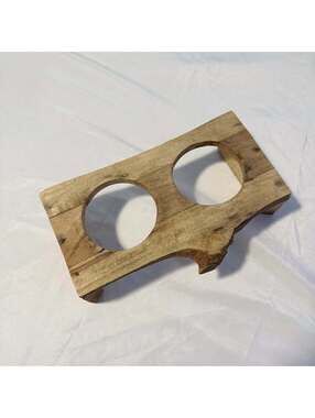 Rustic Natural Wood Edge Double Pet Bowl Feeder Stand